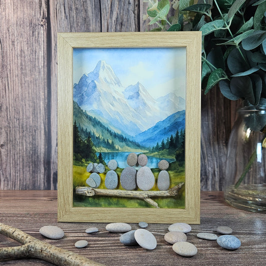Famille au pied des montagnes